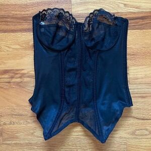 Vintage 90s Black Lace Corset Top Size 34C Whimsygoth Victorian Spooky Goth